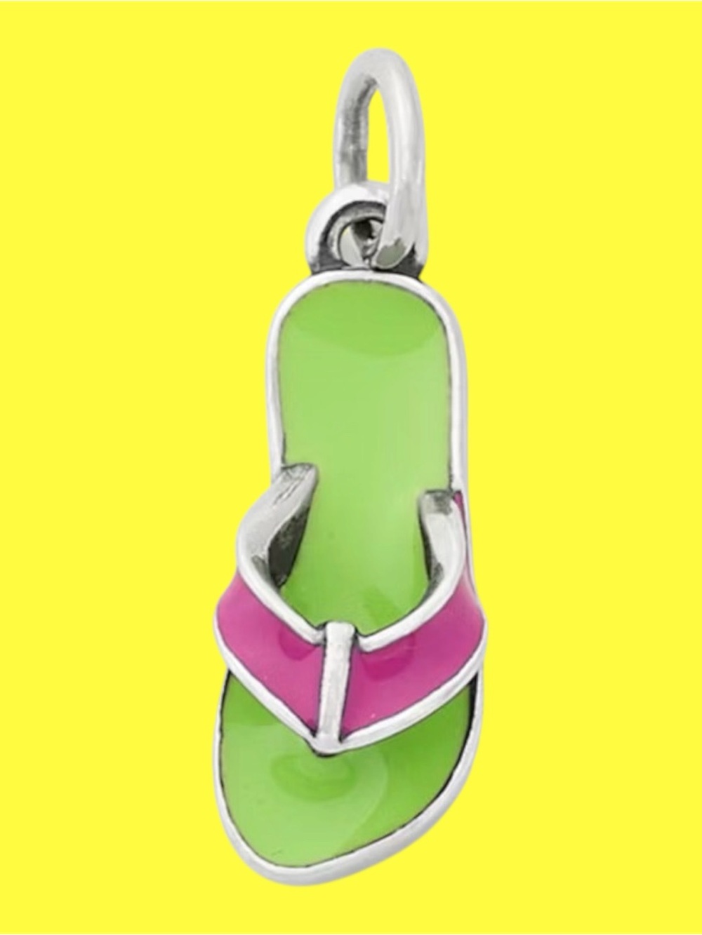 James Avery Limited Edition Color Pink & Green Enamel Flip Flop Charm Uncut New